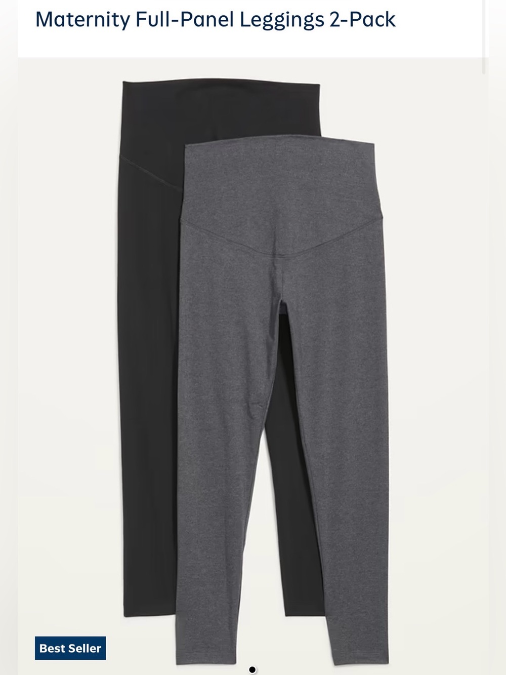 Maternity Full-Panel Leggings 2-Pack in Black & Charcoal